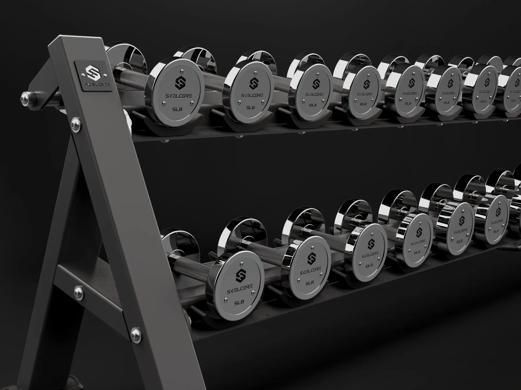 Skelcore commercial dumbbell storage rack